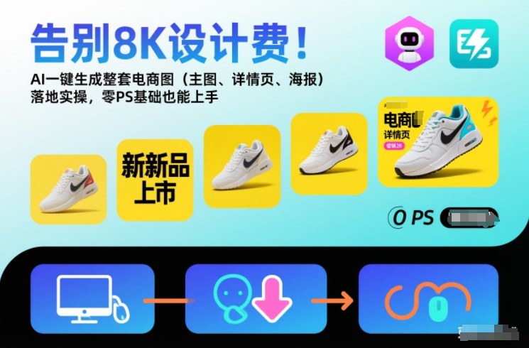 告别8K设计费！AI一键生成整套电商图(主图、详情页、海报)落地实操，零PS基础也能上手-智富思维学堂