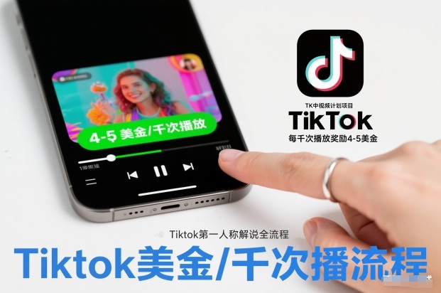 TK中视频计划项目，Tiktok第一人称解说流程，每干次播放奖励4-5美金-智富思维学堂