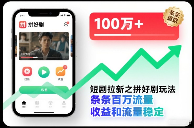 短剧拉新之拼好剧玩法，条条百万流量，收益和流量稳定-智富思维学堂