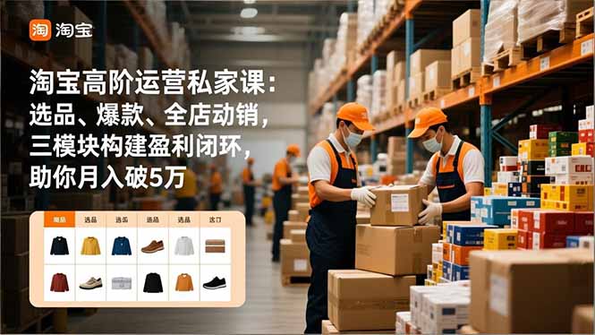 淘宝高阶运营私家课:选品、爆款、全店动销,三模块构建盈利闭环,助你月入破5万-智富思维学堂