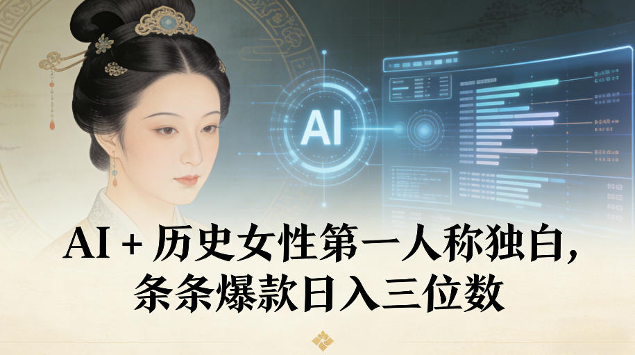AI+历史女性第一人称独白，条条爆款日入三位数-智富思维学堂