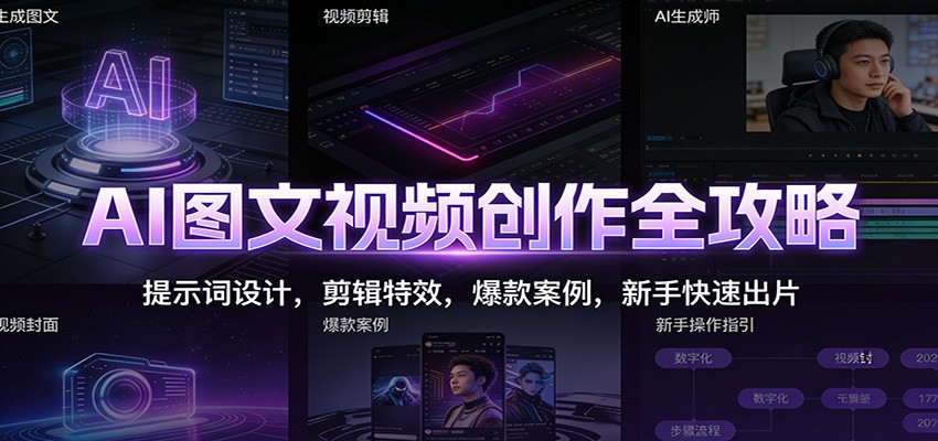 AI图文视频创作全攻略:提示词设计,剪辑特效,爆款案例,新手快速出片-智富思维学堂