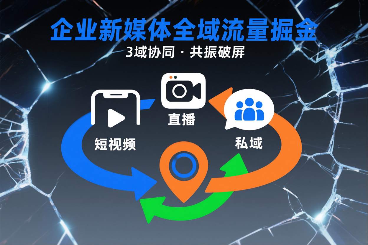 短视频全域商业模式，企业新媒体全域流量掘金，3域协同，共振破屏，短视频-直播-私域-地域-智富思维学堂