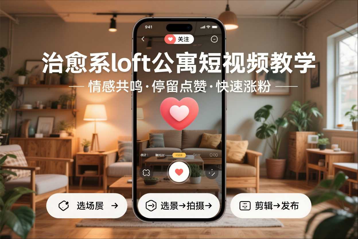 治愈系loft公寓短视频制作教学，情感共鸣引停留点赞关注，快速起号涨粉-智富思维学堂