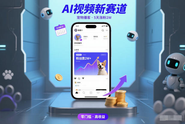AI视频新赛道,宠物播客仅注册5天涨粉2W,收益非常可观-智富思维学堂