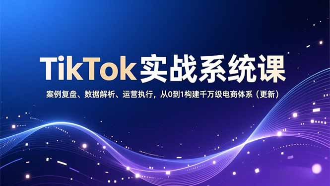 TikTok实战系统课,案例复盘、数据解析、运营执行,从0到1构建千万级电商体系(更新-智富思维学堂