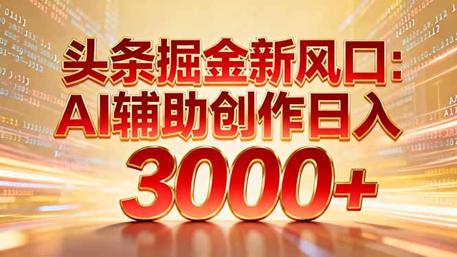 头条掘金新风口：AI辅助创作日入3000+，矩阵玩法当天启动隔天见效-智富思维学堂