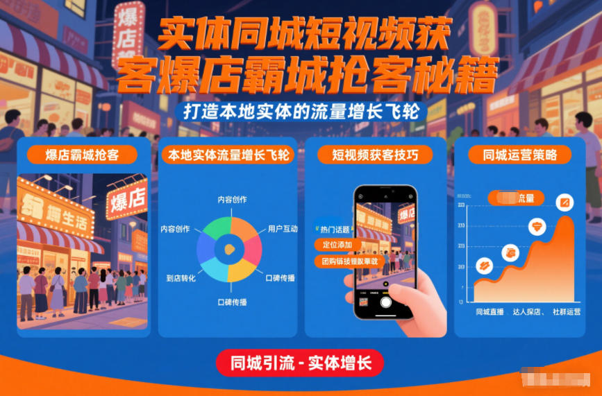 实体同城短视频获客爆店霸城抢客秘籍，打造本地实体的流量增长飞轮-智富思维学堂