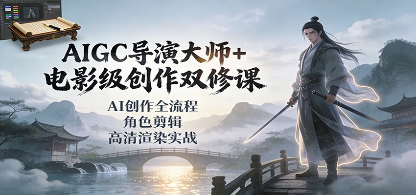 AIGC导演大师+电影级创作双修课：AI创作全流程、角色剪辑、高清渲染实战-智富思维学堂