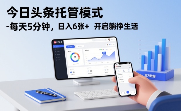 今日头条托管模式，每天5分钟，日入6张+，开启躺挣生活【揭秘】-智富思维学堂