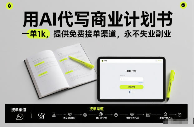 用AI代写商业计划书，一单1k，提供免费接单渠道，永不失业副业-智富思维学堂
