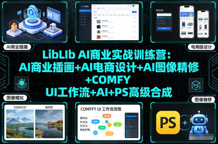 LibLIb AI商业实战训练营：AI商业插画+AI电商设计+AI图像精修+COMFY UI工作流+AI+PS高级合成-智富思维学堂