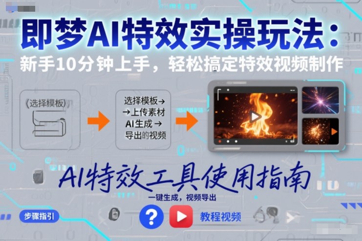 即梦AI特效实操玩法：新手10分钟上手，轻松搞定特效视频制作-智富思维学堂