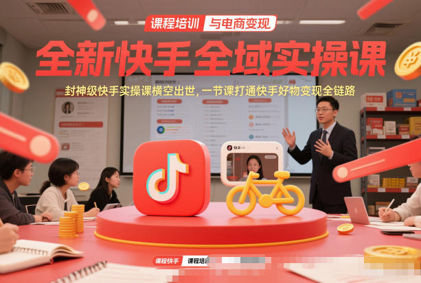 全新快手全域实操课，封神级快手实操课横空出世，一节课打通快手好物变现全链路-智富思维学堂