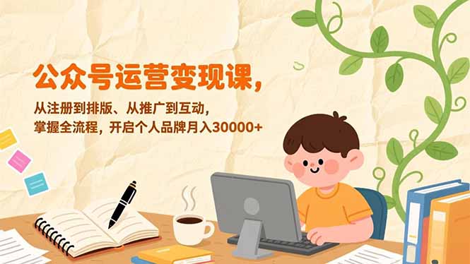 公众号运营变现课，从注册到排版、从推广到互动，掌握全流程，开启个人品牌月入30000+-智富思维学堂