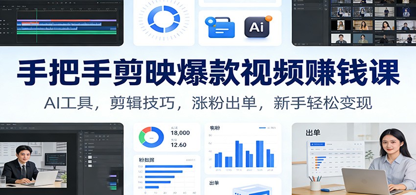 手把手剪映爆款视频赚钱课：AI工具，剪辑技巧，涨粉出单，新手轻松变现-智富思维学堂