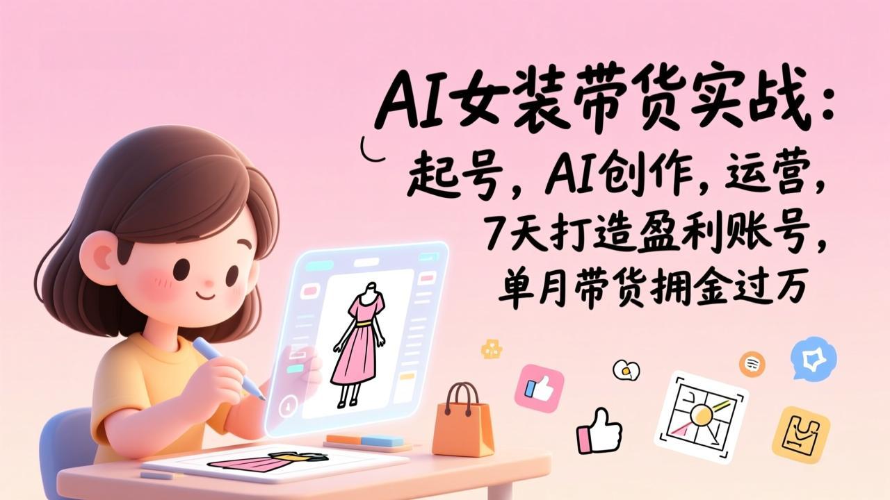 AI女装带货实战:起号,AI创作,运营,7天打造盈利账号,单月带货佣金过万-智富思维学堂