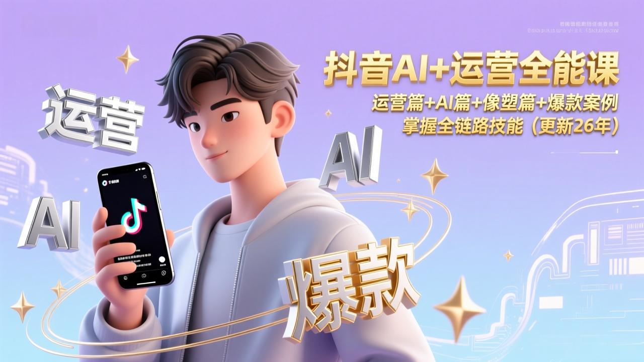 抖音AI+运营全能课，运营篇+AI篇+像塑篇+爆款案例，掌握全链路技能(更新26年-智富思维学堂