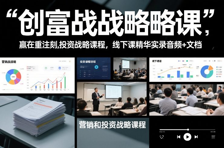 创富战略课，赢在重注时刻，营销和投资战略课程，线下课精华实录音频+文档-智富思维学堂