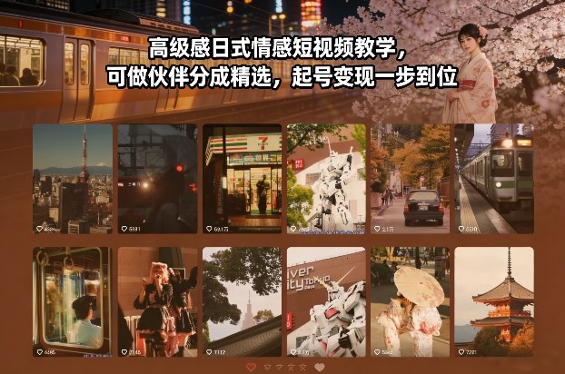 高级感日式情感短视频教学，可做伙伴分成精选，起号变现一步到位-智富思维学堂