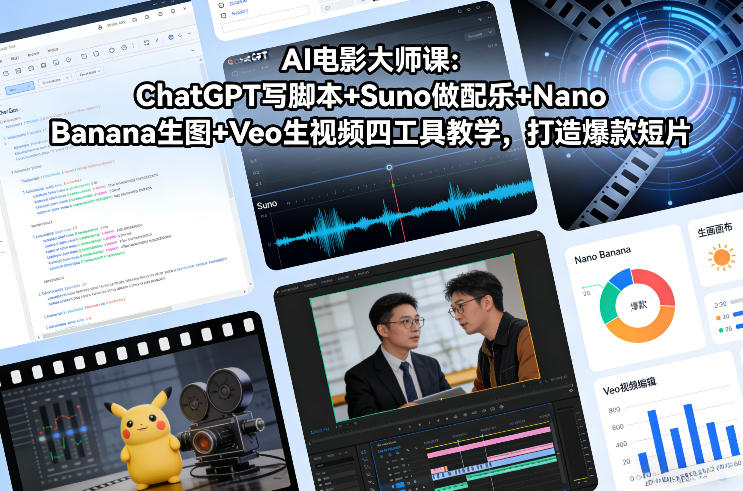 AI电影大师课：ChatGPT写脚本+Suno做配乐+Nano Banana生图+Veo生视频，打造爆款短片-智富思维学堂