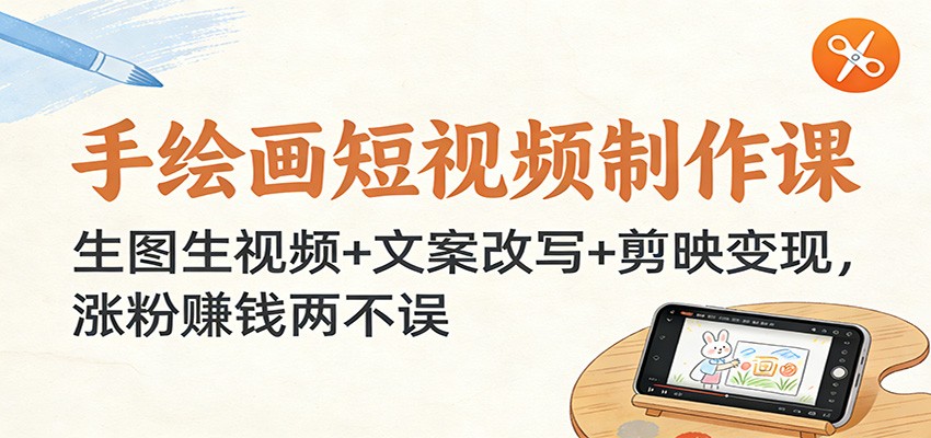手绘画短视频制作课:生图生视频+文案改写+剪映变现,涨粉赚钱两不误-智富思维学堂