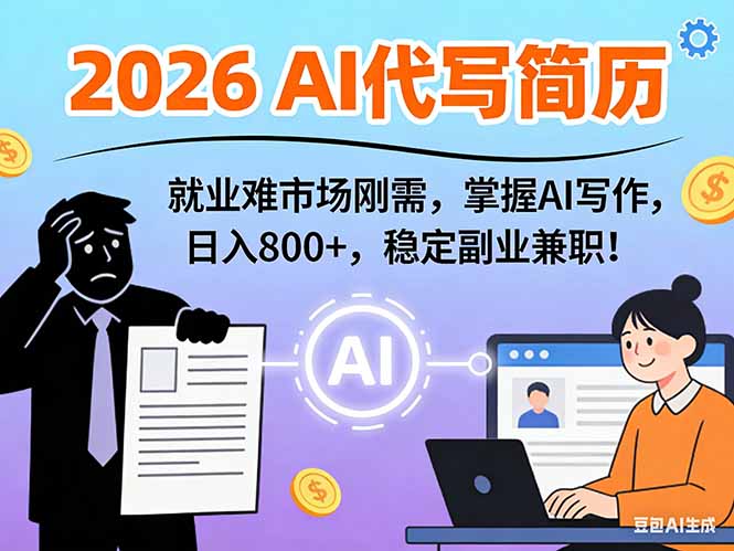 AI代写简历,超暴利,用万能模板月入1-3万实战教程,2026年市场刚需!-智富思维学堂