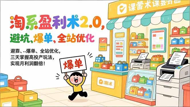 淘系盈利术2.0,避坑、爆单、全站优化,三天掌握高投产玩法,实现月利润翻倍!-智富思维学堂