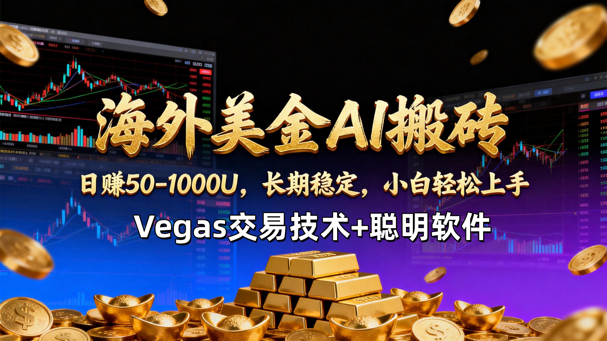 【海外美金AI搬砖】Vegas交易技术+聪明软件，日赚50-1000U，长期稳定，小白轻松上手。-智富思维学堂