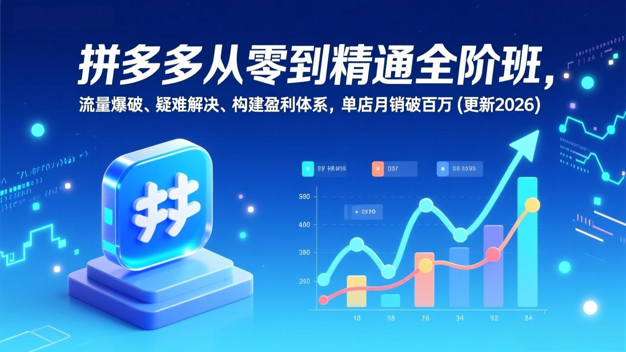 拼多多从零到精通全阶班，流量爆破、疑难解决，构建盈利体系，单店月销破百万(更新2026-智富思维学堂