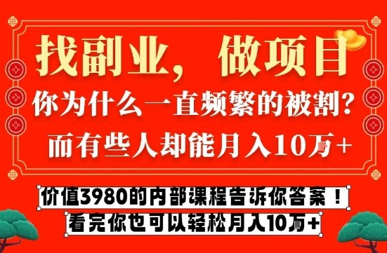 价值3980的网创内部课程，告诉你互联网创业月入10个W的秘密【揭秘】-智富思维学堂
