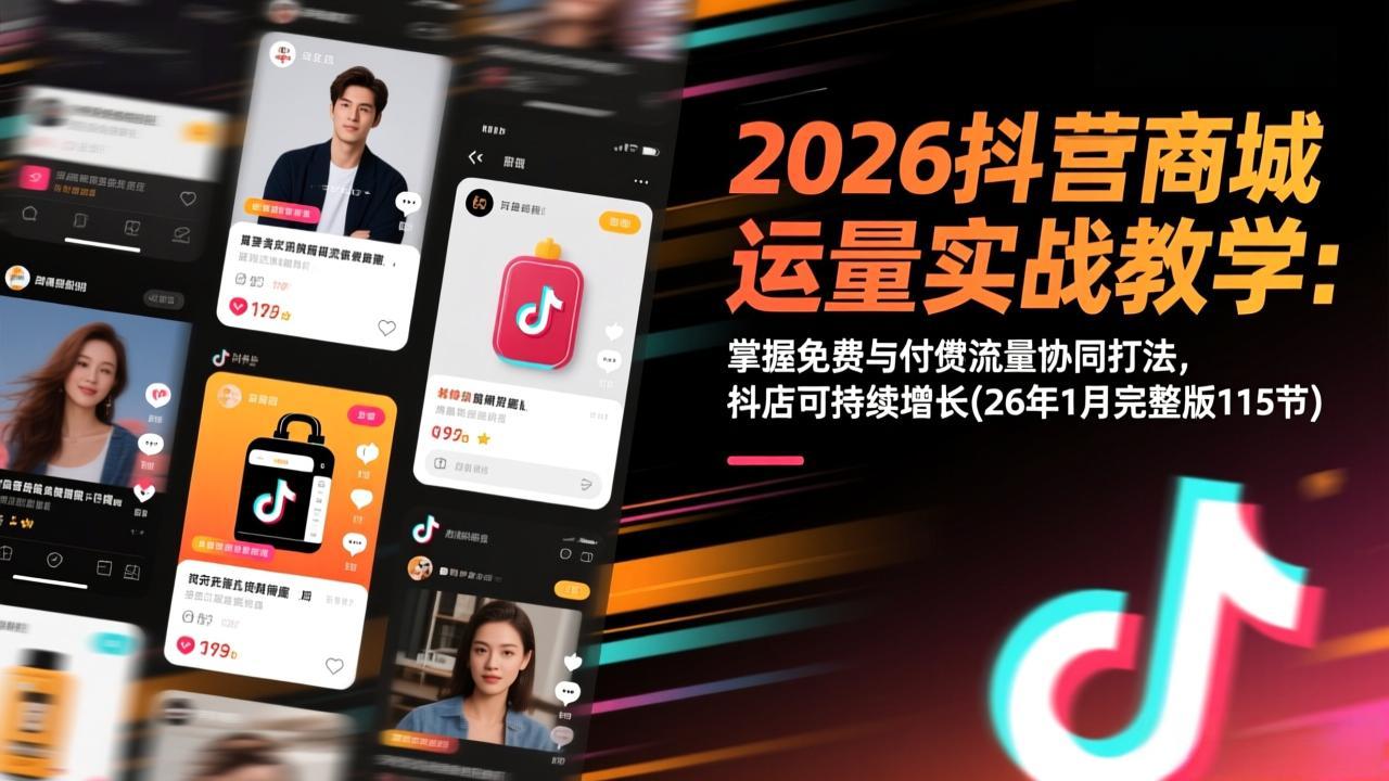 2026抖音商城运营实战教学:掌握免费与付费流量协同打法,抖店可持续增长(26年1月完整版115节-智富思维学堂