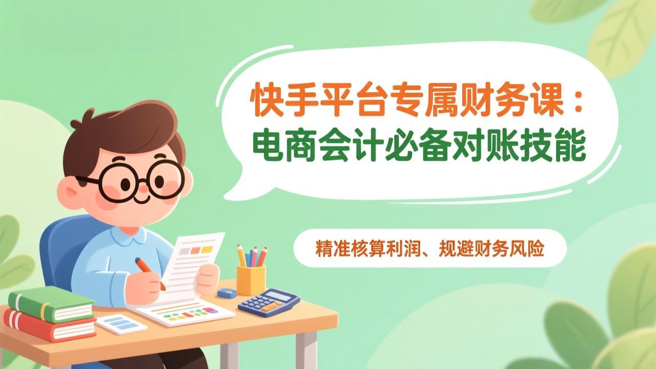 快手平台专属财务课:电商会计必备对账技能,精准核算利润、规避财务风险-智富思维学堂