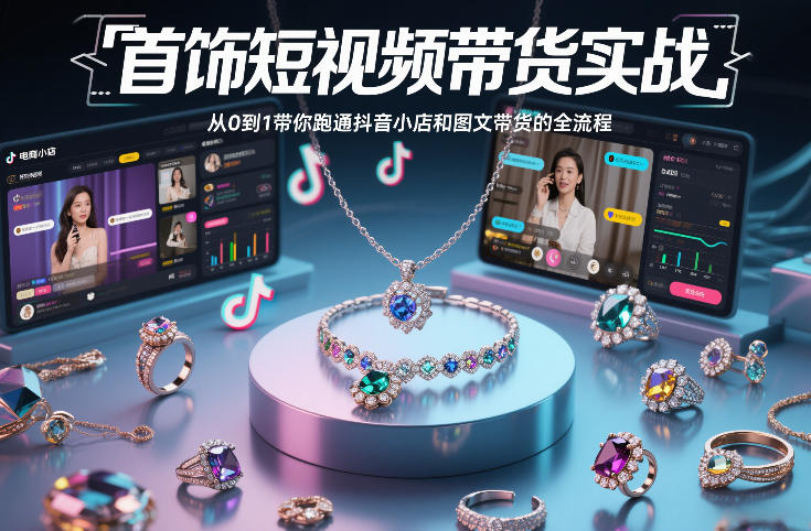 首饰短视频带货实战，从0到1带你跑通抖音小店和图文带货的全流程-智富思维学堂