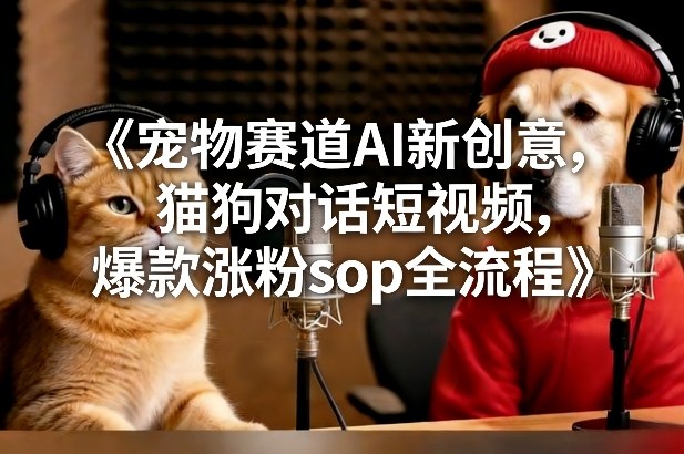 宠物赛道AI新创意，猫狗对话短视频，爆款涨粉sop全流程-智富思维学堂