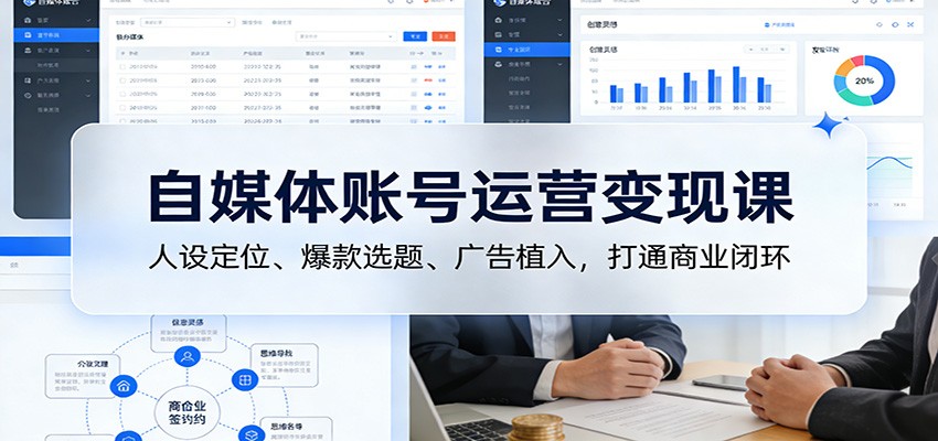 自媒体账号运营变现课：人设定位、爆款选题、广告植入，打通商业闭环-智富思维学堂