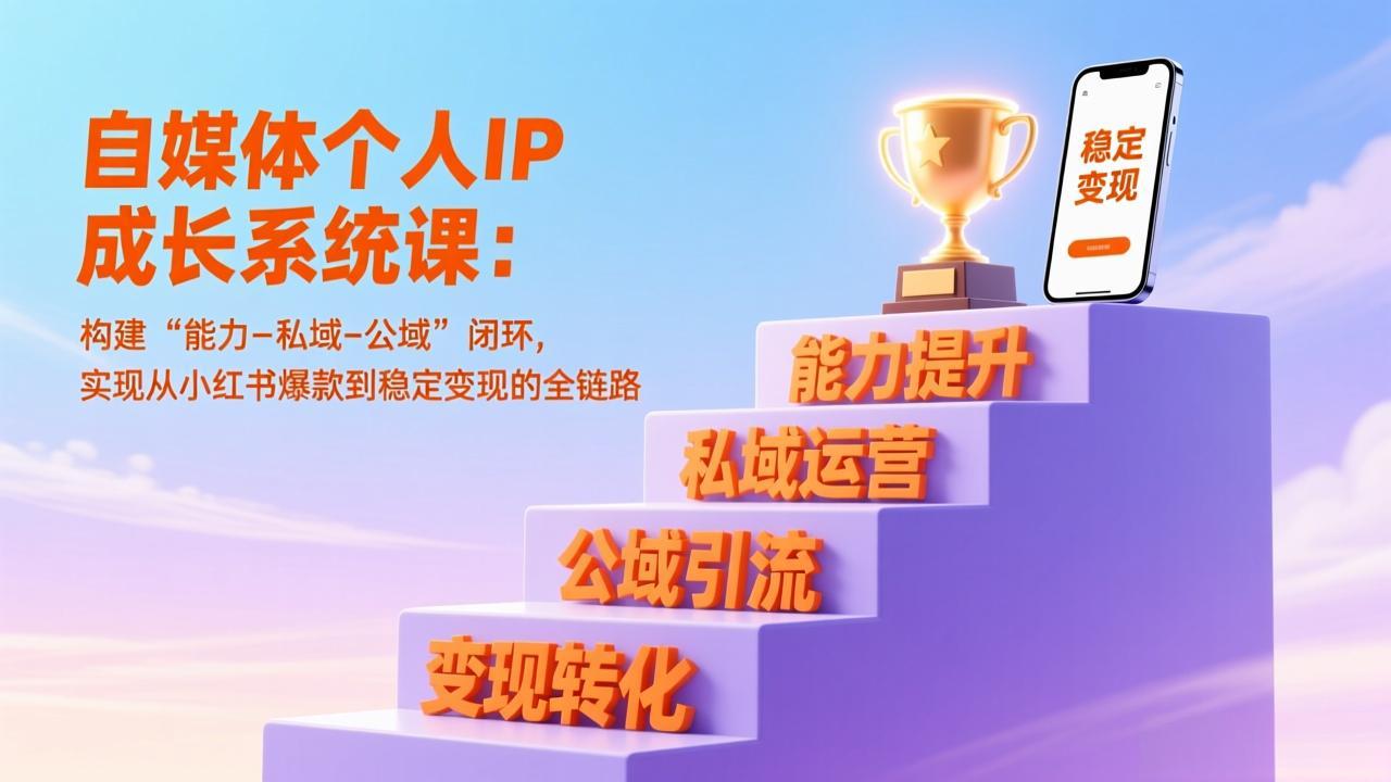 自媒体个人IP成长系统课：构建“能力-私域-公域”闭环，实现从小红书爆款到稳定变现的全链路-智富思维学堂