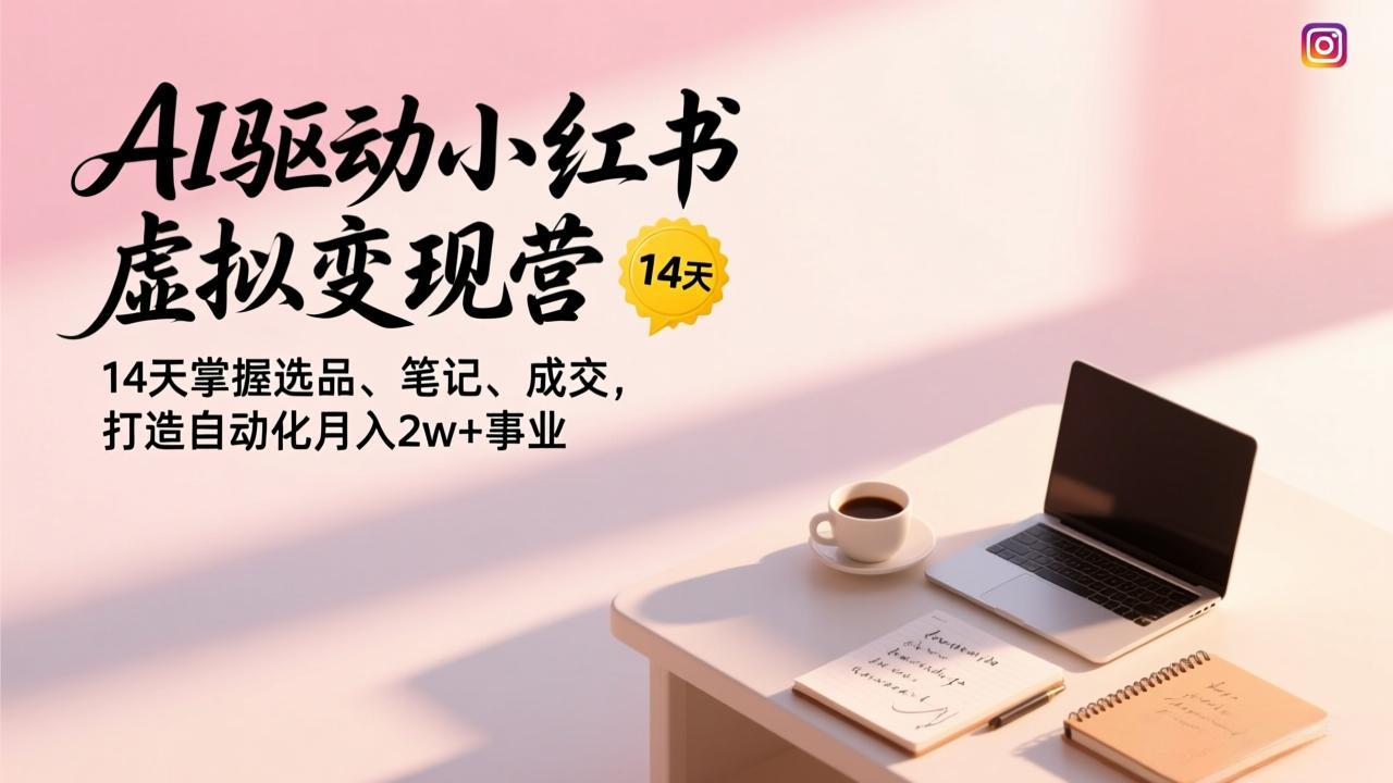 AI驱动小红书虚拟变现营，14天掌握选品、笔记、成交，打造自动化月入2w+事业-智富思维学堂