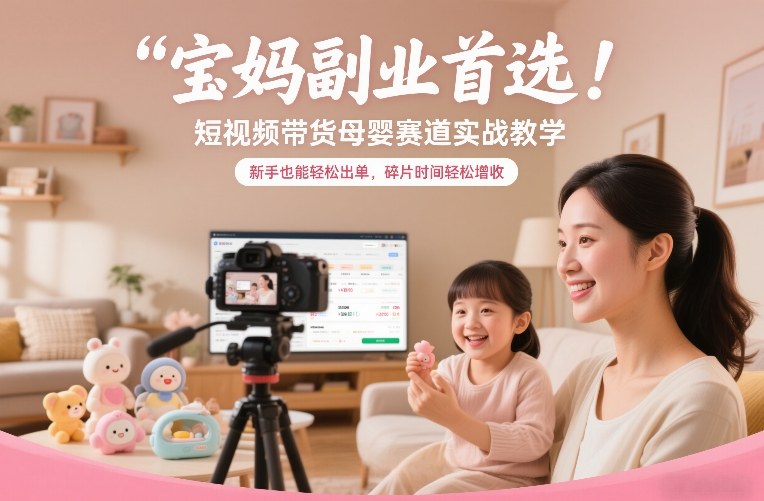 宝妈副业首选！短视频带货母婴赛道实战教学，新手也能轻松出单，碎片时间轻松增收-智富思维学堂