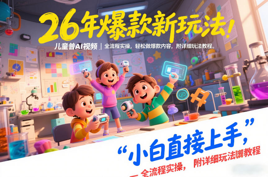 26年爆款新玩法,儿童科普AI视频,全流程实操,轻松做爆款内容,小白直接上手,附详细玩法教程-智富思维学堂