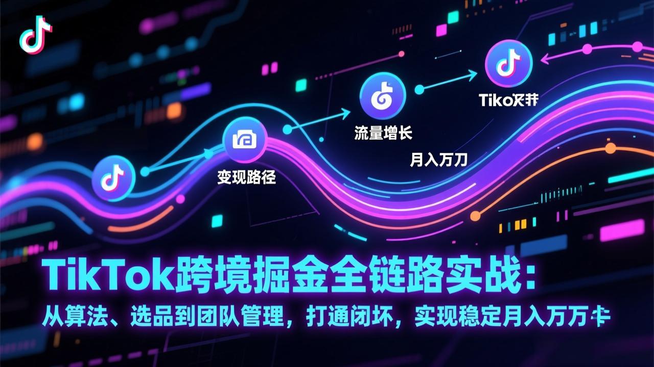 TikTok跨境掘金全链路实战：从算法、选品到团队管理，打通闭环，实现稳定月入万刀-智富思维学堂