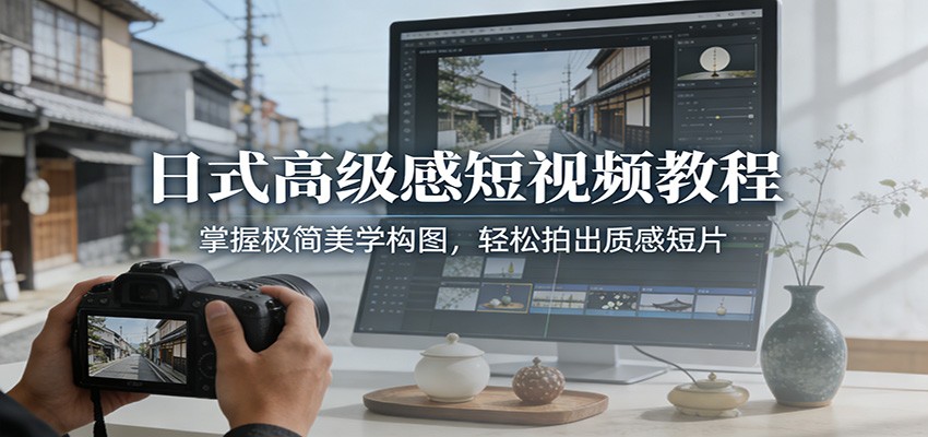 日式高级感短视频教程：掌握极简美学构图，轻松拍出质感短片-智富思维学堂