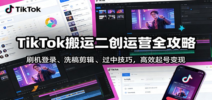 TikTok搬运二创运营全攻略:刷机登录、洗稿剪辑 、过中技巧,高效起号变现-智富思维学堂