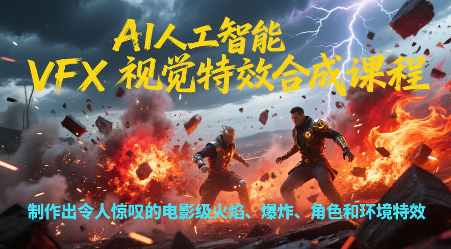 AI人工智能VFX视觉特效合成课程，制作出令人惊叹的电影级火焰、爆炸、角色和环境特效-智富思维学堂