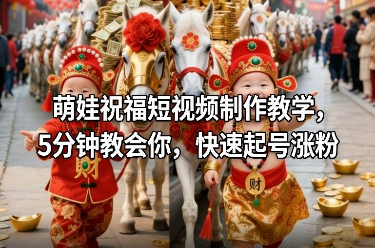 萌娃祝福短视频制作教学，5分钟教会你，快速起号涨粉-智富思维学堂