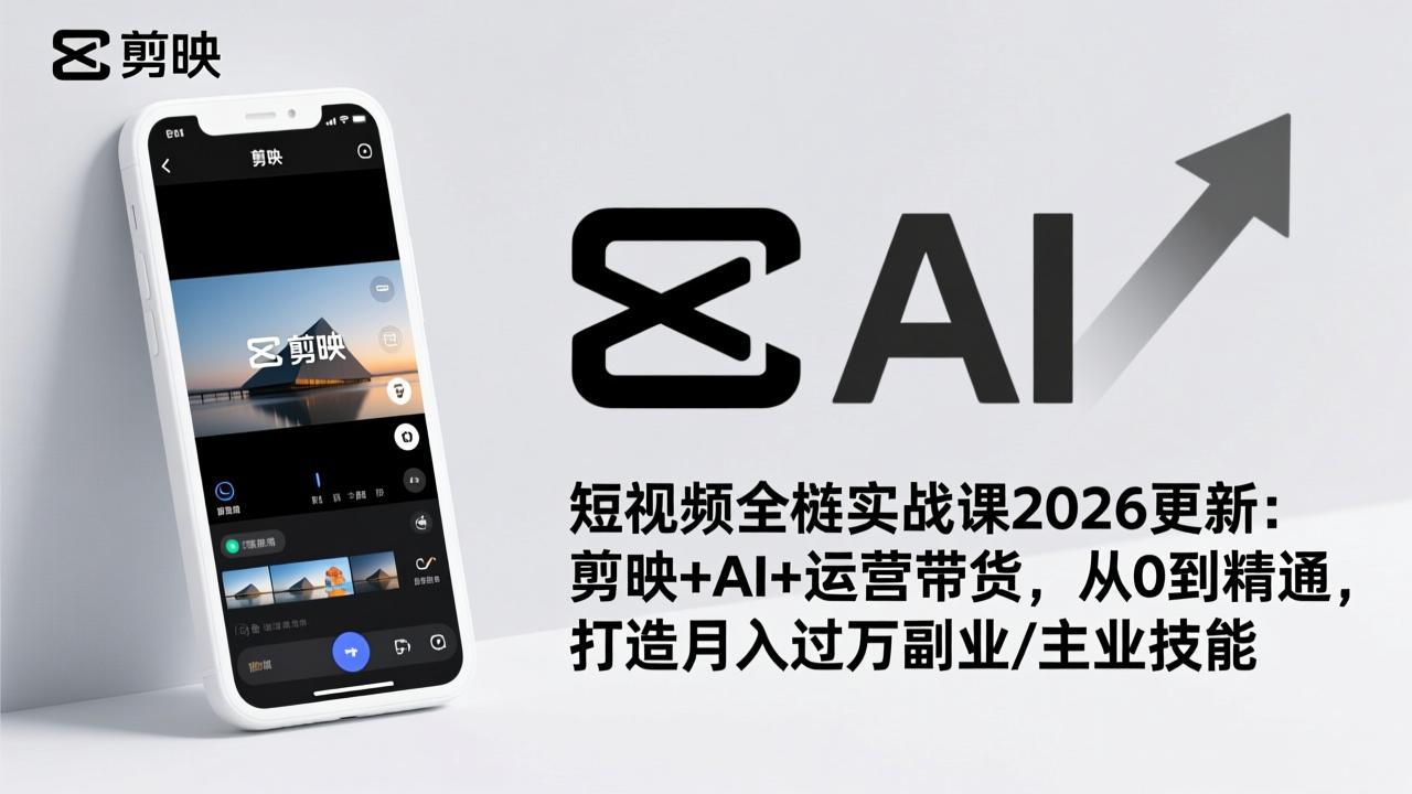 短视频全栈实战课2026更新:剪映+AI+运营带货,从0到精通,打造月入过万副业/主业技能-智富思维学堂