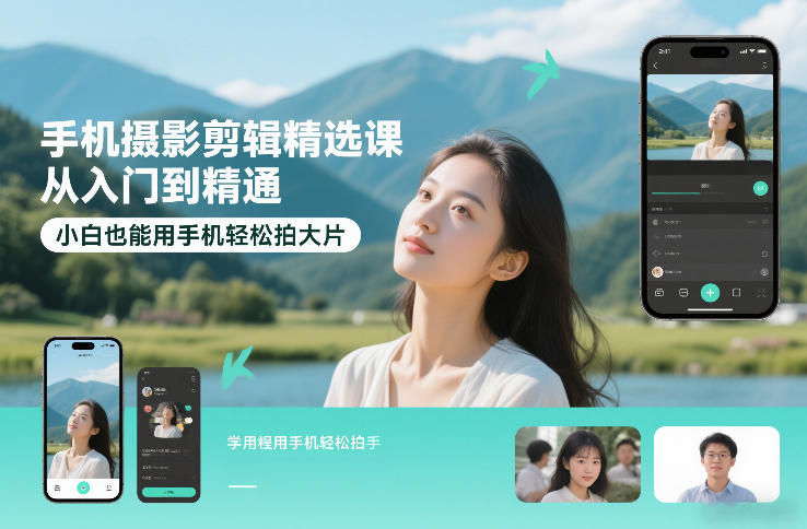 手机摄影剪辑精选课,从入门到精通,小白也能用手机轻松拍大片-智富思维学堂