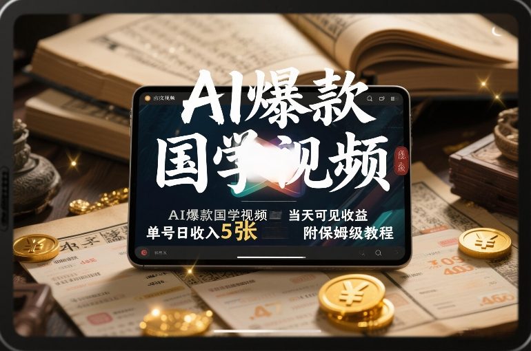 AI爆款国学视频，独家起号方法，小白直接上手，当天可见收益，单号日收入5张+附保姆级教程-智富思维学堂