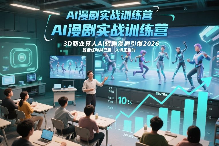 AI漫剧实战训练营,3D商业真人AI短剧漫剧引爆2026,流量红利期已至,入场正当时-智富思维学堂