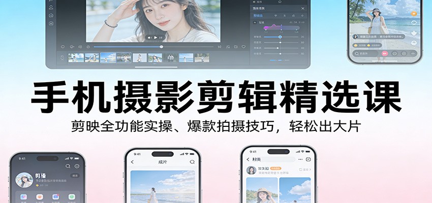 手机摄影剪辑精选课：剪映全功能实操、爆款拍摄技巧，轻松出大片-智富思维学堂